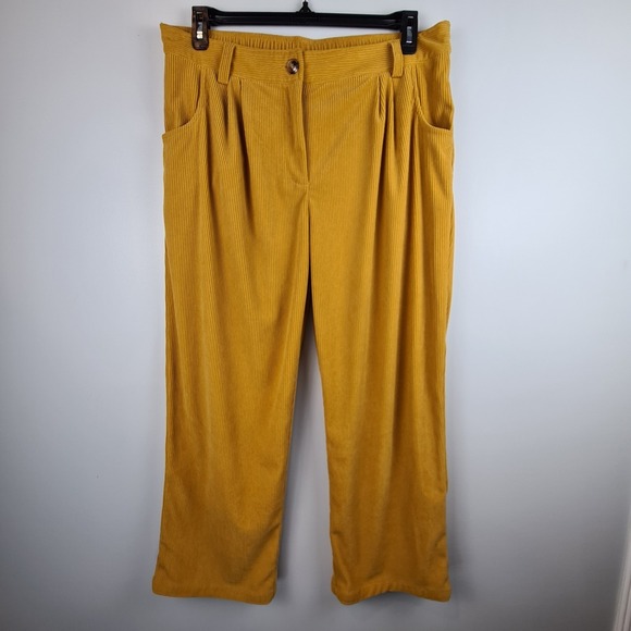 HALARA Pants - Halara Corduroy Pants XL Casual High Waisted Pocket Pleated Amber Gold Workwear